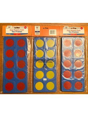 Giant Magnetic Foam Ten Frames Set Of 3 Math Learning Tool 6 total pcs
